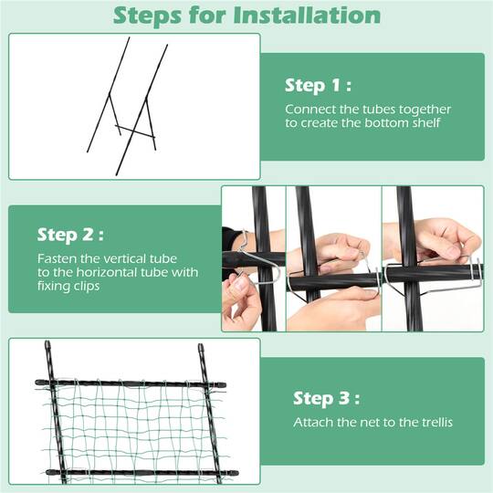Costway 75" Garden Trellis for Plant Climbing with PE-Coated Frame & Trellis Net